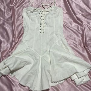 White denim corset dress